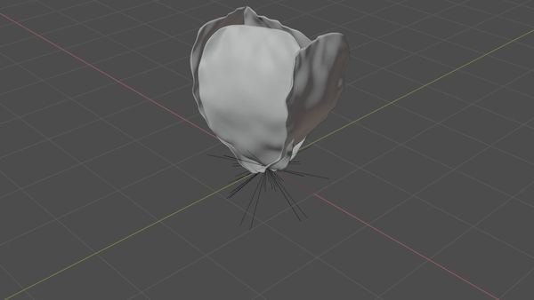 Viewport render of a 3D flower opening its petals
