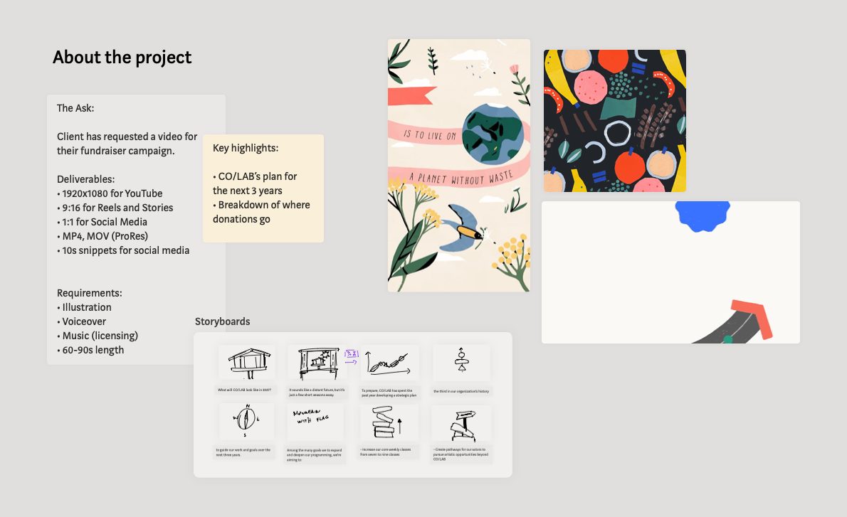Screenshot of the Muse app, showcasing project details and brainstorming.