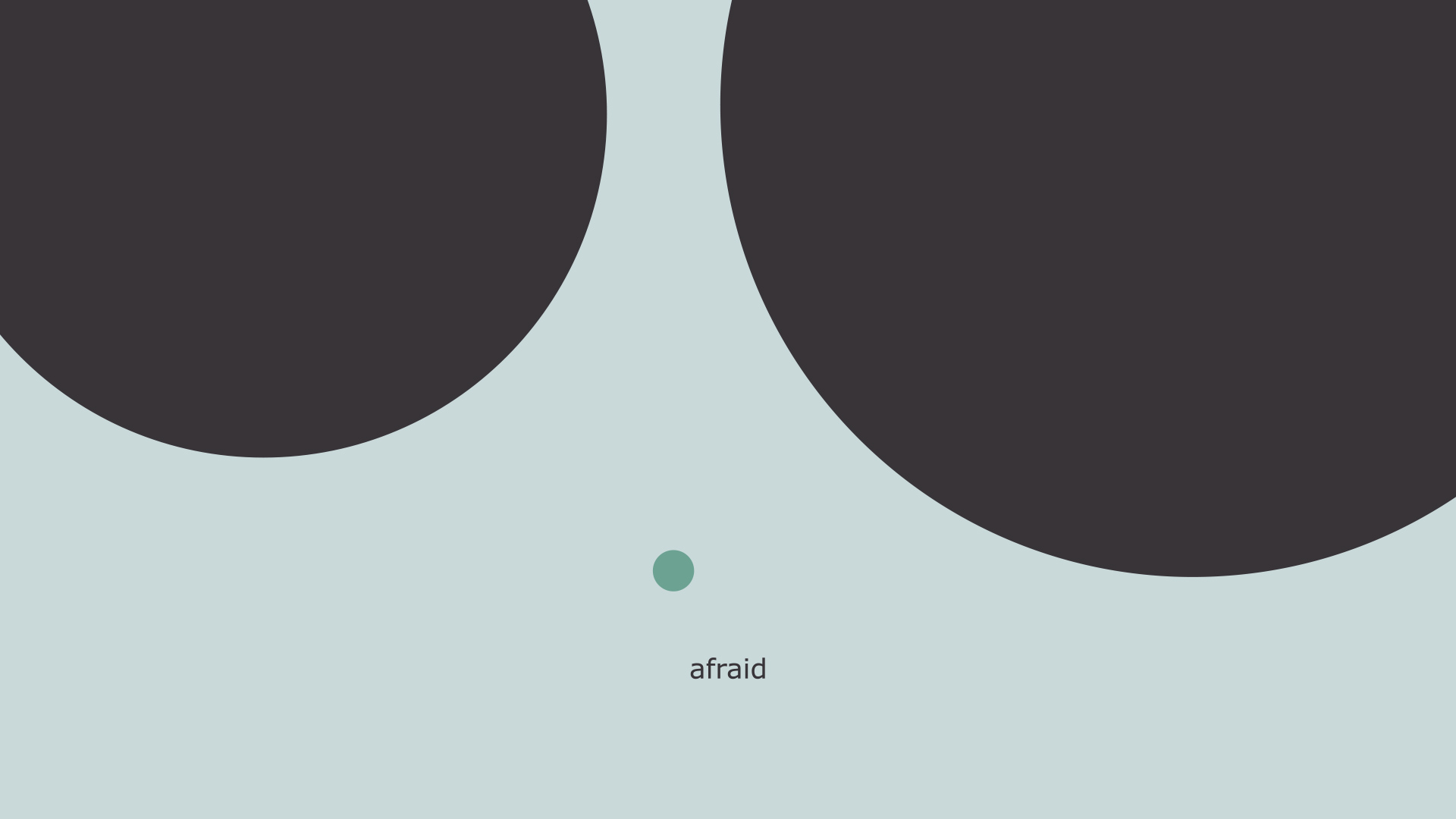 Design styleframe of a small circle surrounded by two larger and darker circles, closing in. The caption