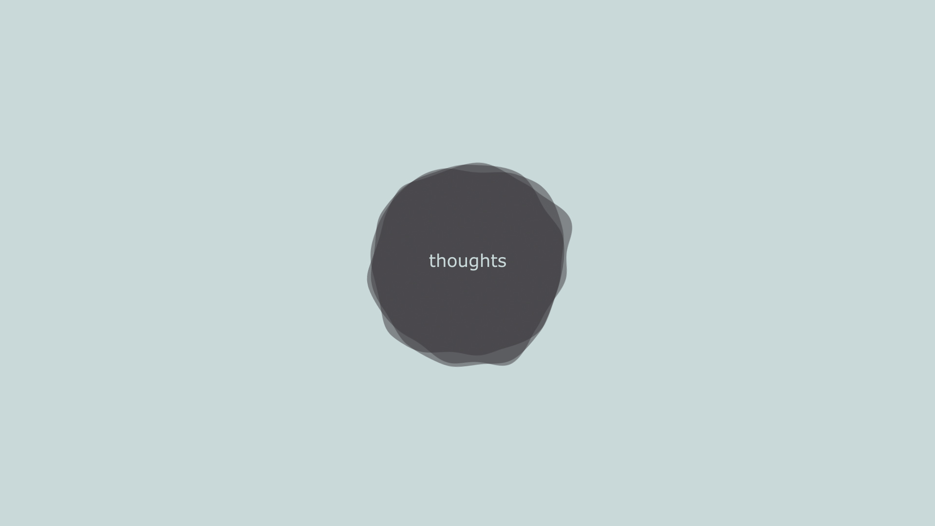 Design styleframe of a dark blob with a wavy border and the text