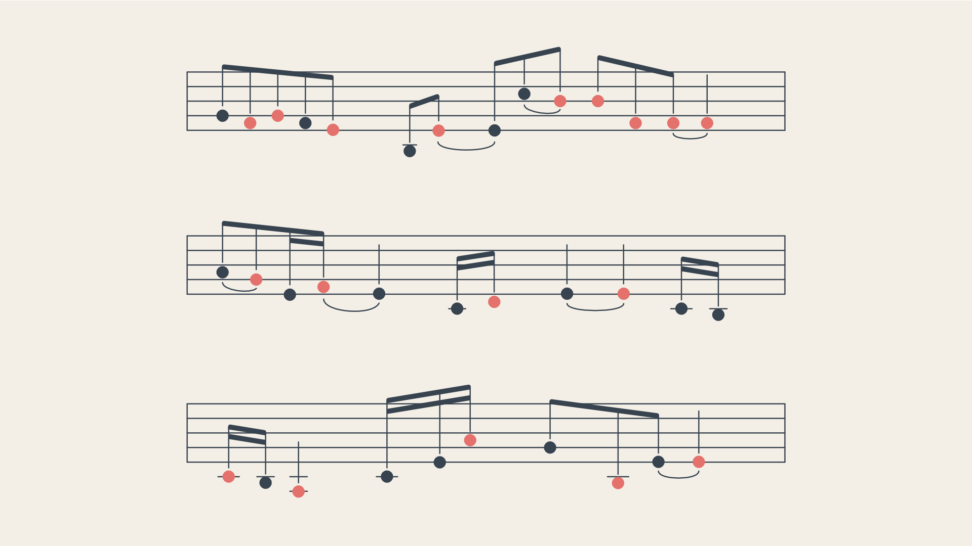 Illustration of sheet music on a pentagram.