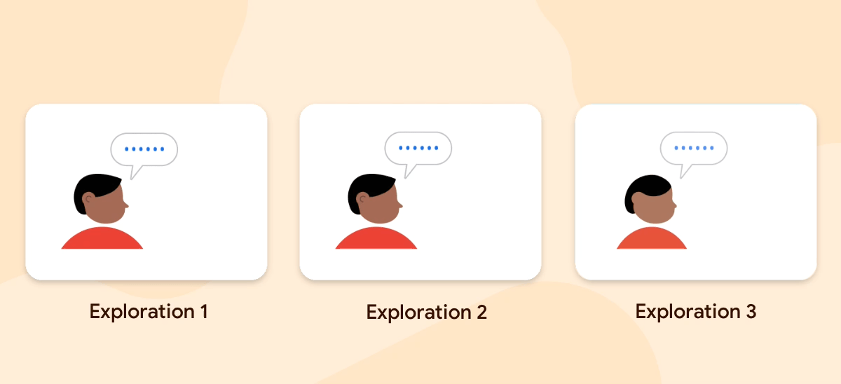 Three animations side by side, showcasing different levels of animation. With the first having little movement, the second showing the most exaggeration, and the third a blend between the two.